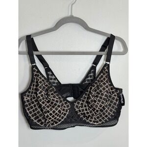 Adore Me Black Lace Overlay Full Coverage Bra 42DDD New